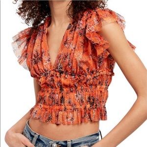 Free people making me smile print top NWT